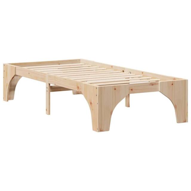 Berkfield Home Floor Bed Frame with Storage Brown 80 x 200 cm Solid pine wood in Natural - image 1