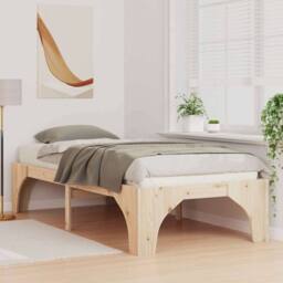 Berkfield Home Floor Bed Frame with Storage Brown 80 x 200 cm Solid pine wood in Natural - thumbnail 4