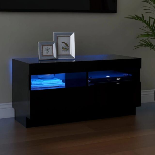 Berkfield Home TV Cabinet with LED Lights Black 80x35x40 cm - Size: 80 x 35 x 40 cm - image 1