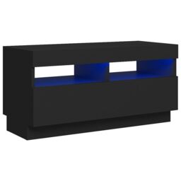 Berkfield Home TV Cabinet with LED Lights Black 80x35x40 cm - Size: 80 x 35 x 40 cm - thumbnail 2
