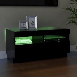 Berkfield Home TV Cabinet with LED Lights Black 80x35x40 cm - Size: 80 x 35 x 40 cm - thumbnail 4