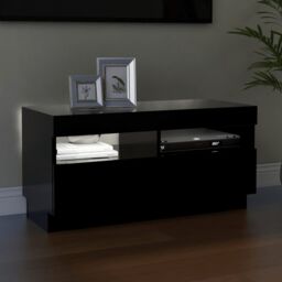 Berkfield Home TV Cabinet with LED Lights Black 80x35x40 cm - Size: 80 x 35 x 40 cm - thumbnail 5