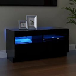 Berkfield Home TV Cabinet with LED Lights Black 80x35x40 cm - Size: 80 x 35 x 40 cm - thumbnail 1