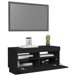 Berkfield Home TV Cabinet with LED Lights Black 80x35x40 cm - Size: 80 x 35 x 40 cm - thumbnail 6