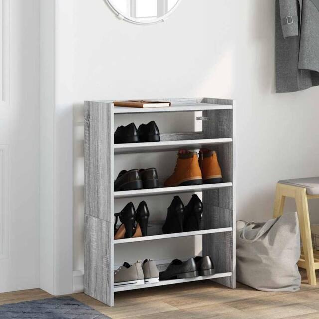 Berkfield Home Shoe Rack Grey Sonoma 60x25x81 cm Engineered Wood - Size: 60 x 25 x 81 cm - image 1