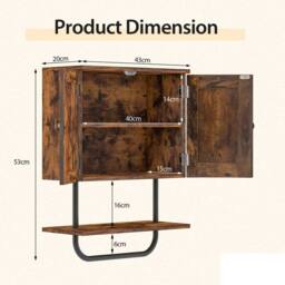 VOGREX Coffee Wall Mounted Bathroom Medicine Cabinet in Brown - thumbnail 2