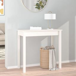 Berkfield Home Console Table White 80x40x75 cm Solid Wood Pine - Size: 80 x 40 x 75 cm - thumbnail 3