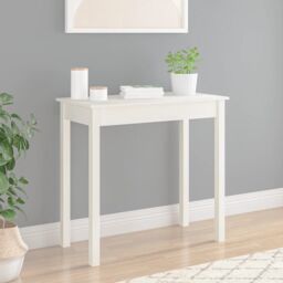 Berkfield Home Console Table White 80x40x75 cm Solid Wood Pine - Size: 80 x 40 x 75 cm - thumbnail 1