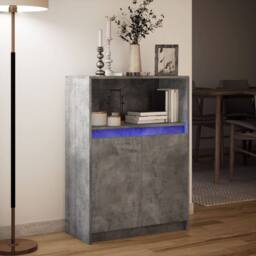 Berkfield Home Sideboard with LED Concrete Grey 72x34x100 cm Engineered Wood - Size: 72 x 34 x 100 cm - thumbnail 5