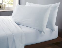Rapport Home Flannelette Cotton Fitted Bed Sheet in Blue - Size: Single - thumbnail 1