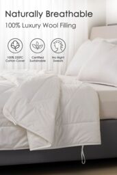 Homescapes Premium Heavy Wool Duvet Warm & Washable in White - Size: Super King - thumbnail 7