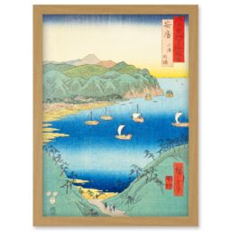 Artery8 Kominato, Uchiura Awa Province Utagawa Hiroshige Japan Woodblock Artwork Framed Wall Art Print A4 in Light Oak - thumbnail 1