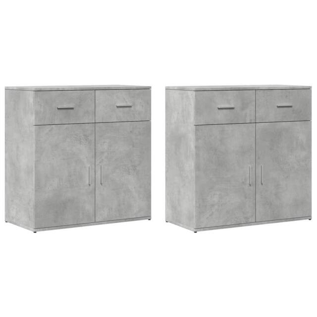 Berkfield Home Sideboards 2 pcs Concrete Grey 79x38x80 cm Engineered Wood - Size: 79 x 38 x 80 cm - image 1