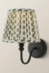 ValueLights Binky Rechargeable Matte Black Wall Light with Floral Pleated Shade in Pale Green - thumbnail 3