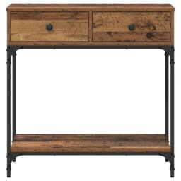 Berkfield Home Table Console Table Old Wood 75x34.5x75 cm Engineered Wood in Brown - thumbnail 6