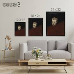 "Artery8 Magnus Enckell Portrait of Bruno Aspelin Framed Canvas Wall Art Print in Red - Size: W12"" x H16""" - thumbnail 4