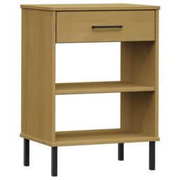 Berkfield Home Console Cabinet with Metal Legs Brown Solid Wood Pine OSLO - thumbnail 2