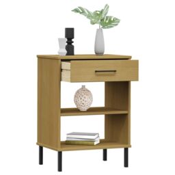 Berkfield Home Console Cabinet with Metal Legs Brown Solid Wood Pine OSLO - thumbnail 3