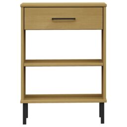 Berkfield Home Console Cabinet with Metal Legs Brown Solid Wood Pine OSLO - thumbnail 4