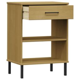 Berkfield Home Console Cabinet with Metal Legs Brown Solid Wood Pine OSLO - thumbnail 5