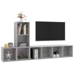 Berkfield Home 3 Piece TV Cabinet Set Concrete Grey Engineered Wood - thumbnail 3