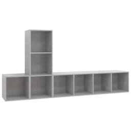 Berkfield Home 3 Piece TV Cabinet Set Concrete Grey Engineered Wood - thumbnail 1