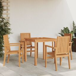 Berkfield Home Stackable Garden Chairs 4 pcs 56.5x57.5x91 cm Solid Wood Teak in Brown