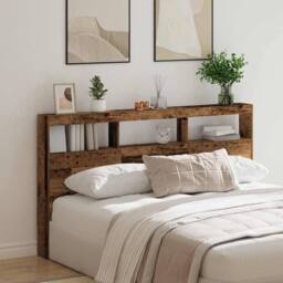 Berkfield Home Headboard Cabinet with LED Old Wood 180x17x102 cm in Brown - Size: 180 x 17 x 102 cm - thumbnail 4