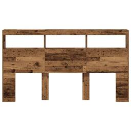 Berkfield Home Headboard Cabinet with LED Old Wood 180x17x102 cm in Brown - Size: 180 x 17 x 102 cm - thumbnail 7
