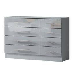 Harmin Grey 8 Drawer High Gloss Chest of Drawers - with sleek handles - thumbnail 3