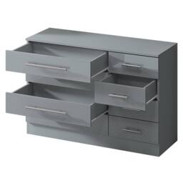 Harmin Grey 8 Drawer High Gloss Chest of Drawers - with sleek handles - thumbnail 5