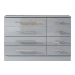 Harmin Grey 8 Drawer High Gloss Chest of Drawers - with sleek handles - thumbnail 4