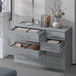 Harmin Grey 8 Drawer High Gloss Chest of Drawers - with sleek handles - thumbnail 6