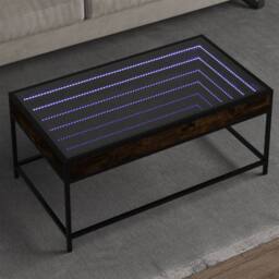 Berkfield Home Coffee Table with Infinity LED Smoked Oak 90x50x41 cm in Brown - Size: 90 x 50 x 41 cm - thumbnail 2