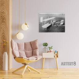 "Artery8 Wright Brothers Biplane Machine Canvas Wall Art Print in Grey - Size: W18"" x H24""" - thumbnail 3