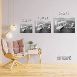 "Artery8 Wright Brothers Biplane Machine Canvas Wall Art Print in Grey - Size: W18"" x H24""" - thumbnail 4