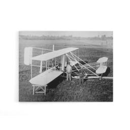 "Artery8 Wright Brothers Biplane Machine Canvas Wall Art Print in Grey - Size: W18"" x H24""" - thumbnail 1