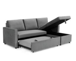 Home Detail Dorset Velvet Pull Out Sofa Bed Reversible Chaise with Underseat Storage in Dark Grey - thumbnail 4