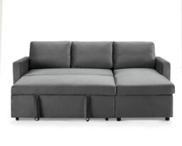 Home Detail Dorset Velvet Pull Out Sofa Bed Reversible Chaise with Underseat Storage in Dark Grey - thumbnail 3