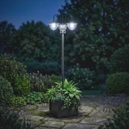 NESTLUNE 3-head LED Solar Light Lamp Street Light Post in Black - thumbnail 6