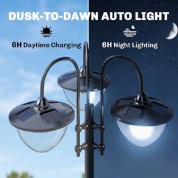NESTLUNE 3-head LED Solar Light Lamp Street Light Post in Black - thumbnail 4