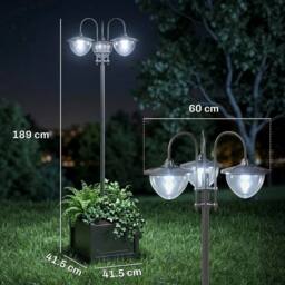 NESTLUNE 3-head LED Solar Light Lamp Street Light Post in Black - thumbnail 2