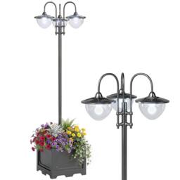 NESTLUNE 3-head LED Solar Light Lamp Street Light Post in Black - thumbnail 1