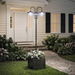 NESTLUNE 3-head LED Solar Light Lamp Street Light Post in Black - thumbnail 5