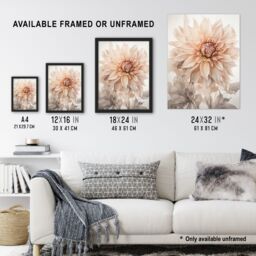 "Artery8 Elegant Dahlia Soft Pastel Flower Aesthetic Calm Pastel Tone Petals Unframed Wall Art Print Poster Home Decor Premium - Size: W12"" x H16""" - thumbnail 3