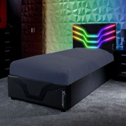X Rocker Cosmos Ottoman Bed with LED Lighting, Storage & Mattress in Black - Size: Single - thumbnail 1