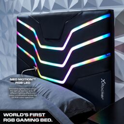X Rocker Cosmos Ottoman Bed with LED Lighting, Storage & Mattress in Black - Size: Single - thumbnail 4
