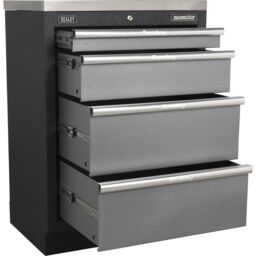 Loops 680mm Modular 4 Drawer Floor Cabinet - Ball Bearing Slides - Locking - 2 Keys - thumbnail 4