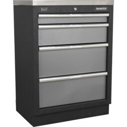 Loops 680mm Modular 4 Drawer Floor Cabinet - Ball Bearing Slides - Locking - 2 Keys - thumbnail 1