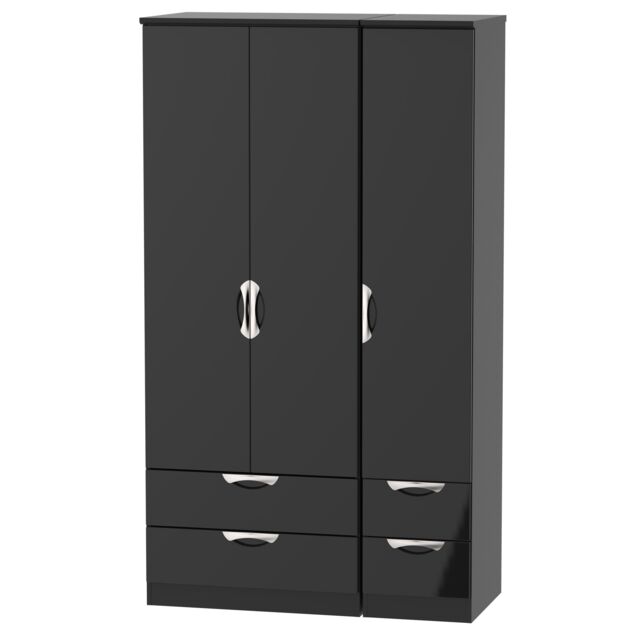 Ready Assembled 2 U Holborn Tall Triple 2 Drawer + Drawer Wardrobe (Ready Assembled) in Black